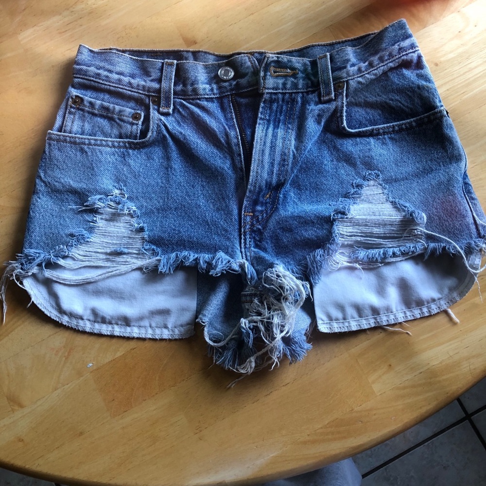 Levis distressed denim shorts